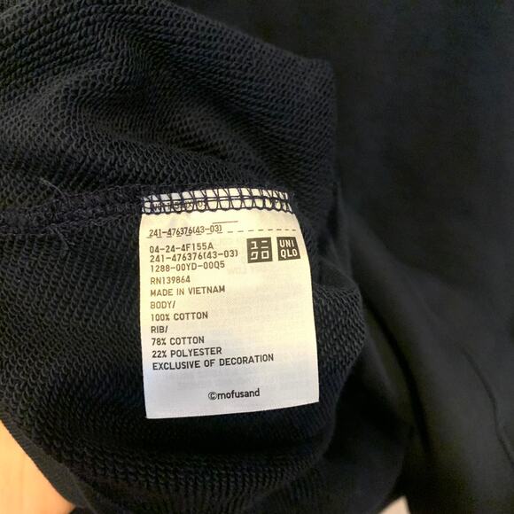 Mofusand x Uniqlo Collab Teddy Meow Printed Embroidered Sweatshirt in Navy M - Picture 6 of 7